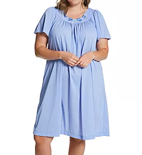 Plus Petals Short Sleeve Gown Lilac 1X