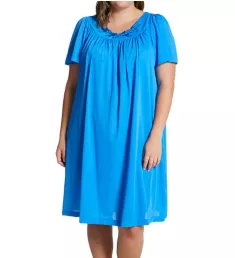 Plus Petals Short Sleeve Gown Sapphire 1X