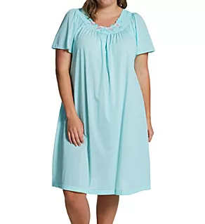Plus Petals Short Sleeve Gown SeaFoam 1X