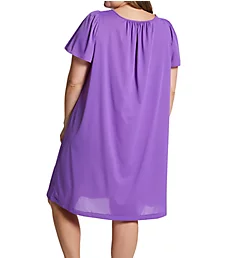 Plus Petals Short Sleeve Gown Purple 1X