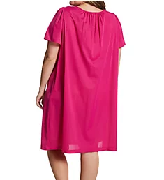Plus Petals Short Sleeve Gown Raspberry 1X