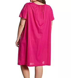 Plus Petals Short Sleeve Gown Raspberry 1X