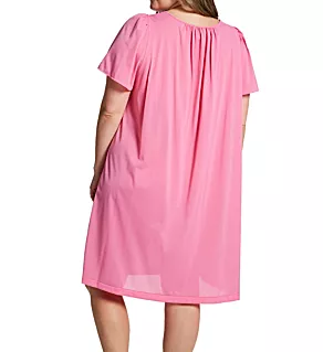 Plus Petals Short Sleeve Gown Rosy Pink 1X