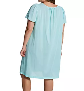 Plus Petals Short Sleeve Gown SeaFoam 1X
