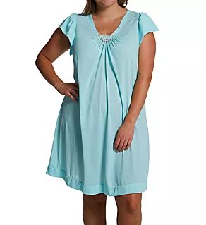 Plus Cherish 38 Inch Cap Sleeve Nightgown SeaFoam 1X