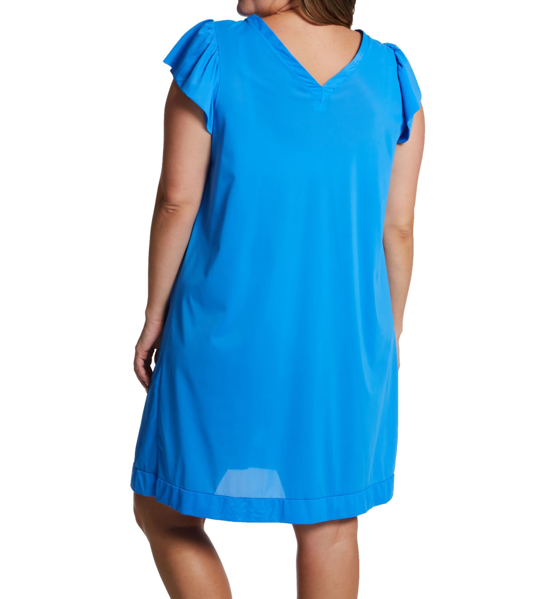 Shadowline Plus Cherish 38 Inch Cap Sleeve Nightgown Sapphire 3X  - Image 2