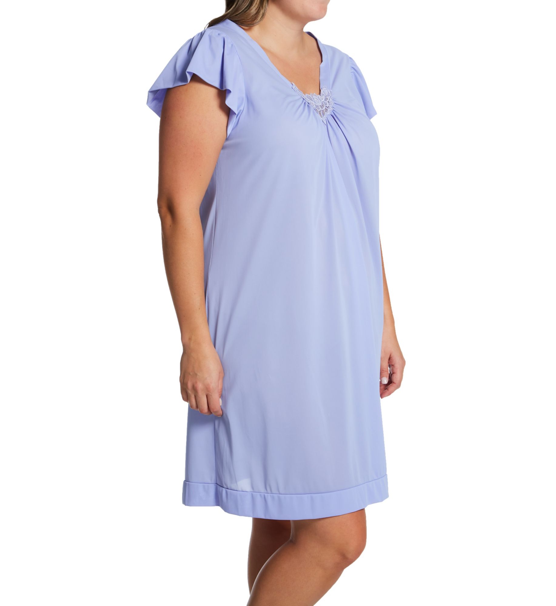 Shadowline Plus Cherish 38 Inch Cap Sleeve Nightgown Lilac 2X  - Image 1