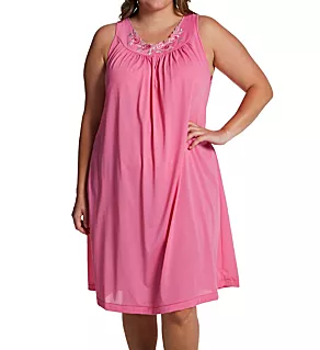 Plus Petals 40 Inch Embroidery Gown Rosy Pink 1X