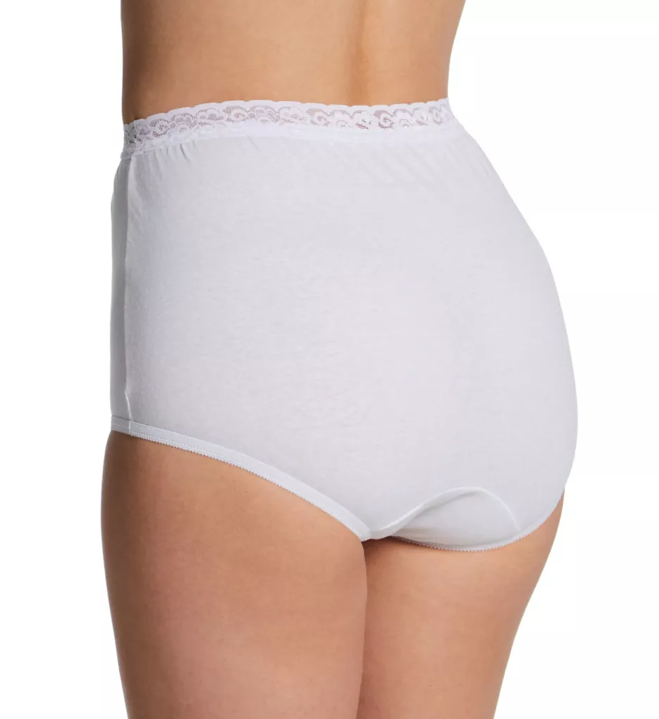 Cotton Full Cut Brief Lace Waist Panty - 3 Pack White 5