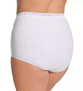 Plus Size Cotton Full Brief Lace Waistband - 3 PK White 15