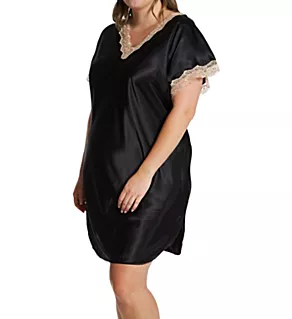Plus Charming Charmeuse Sleep Gown Black 1X