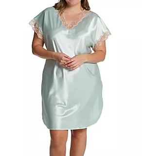 Plus Charming Charmeuse Sleep Gown Mint 1X