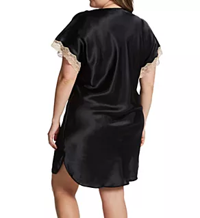 Plus Charming Charmeuse Sleep Gown Black 1X