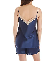 Charming Satin Camisole and Tap Set Navy S