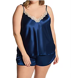 Plus Charming Satin Camisole and Tap Set Navy 1X