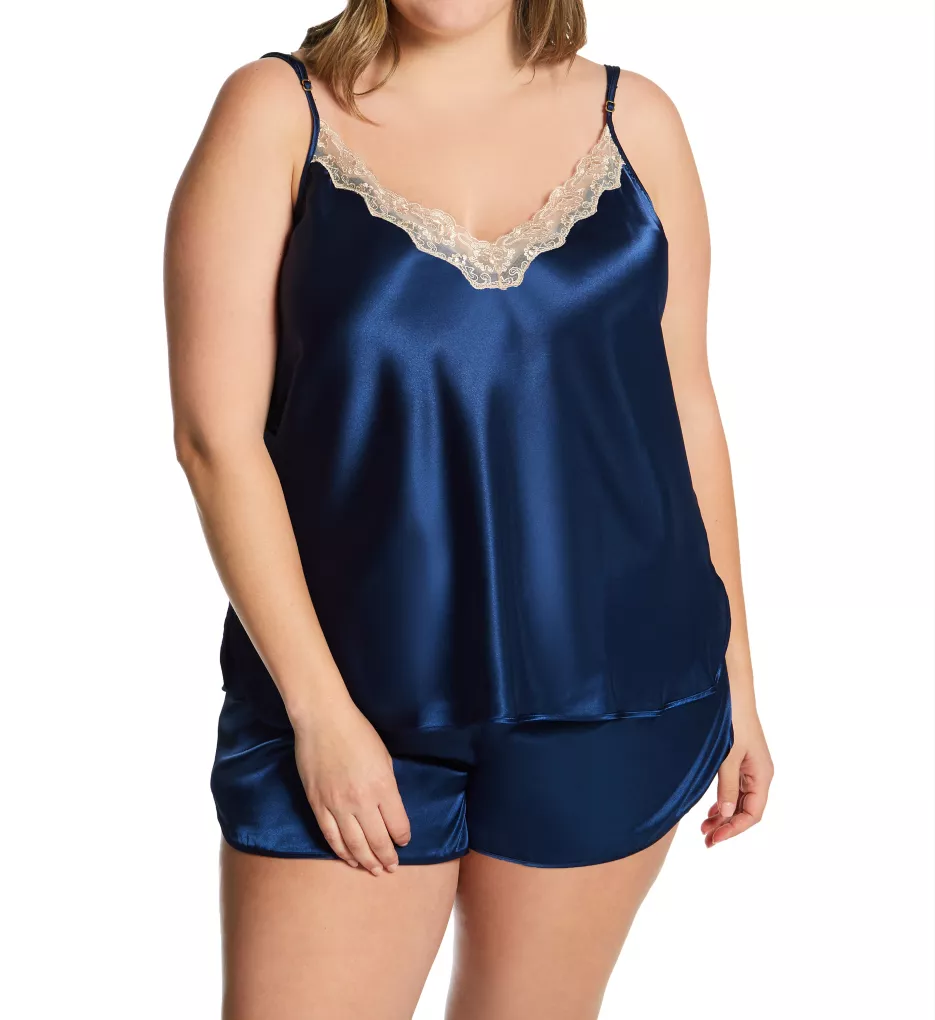Plus Charming Satin Camisole and Tap Set Navy 1X