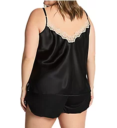 Plus Charming Satin Camisole and Tap Set Black 1X