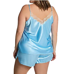 Plus Charming Satin Camisole and Tap Set Blue 1X