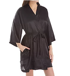 Charming Satin Wrap Robe Black S/M