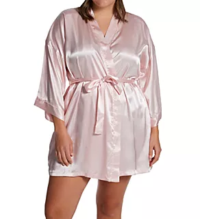 Plus Charming Satin Wrap Robe Blush 2X/3X