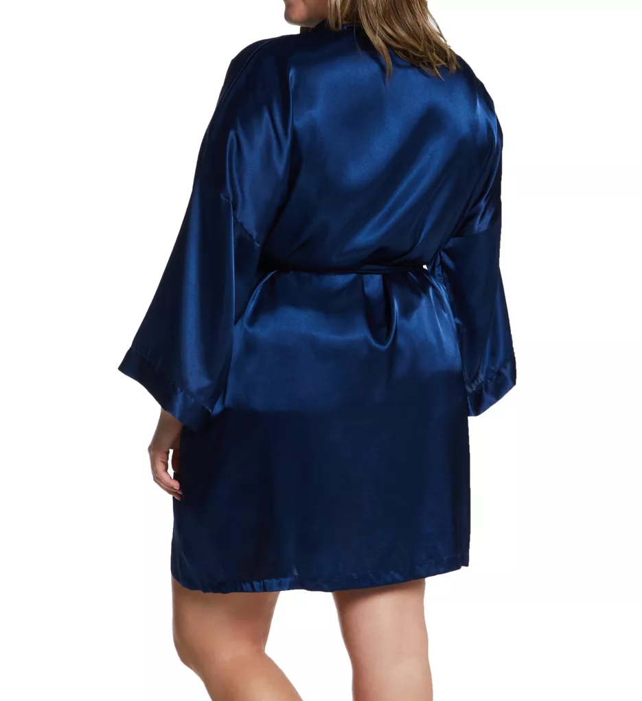 Plus Charming Satin Wrap Robe Navy 2X/3X