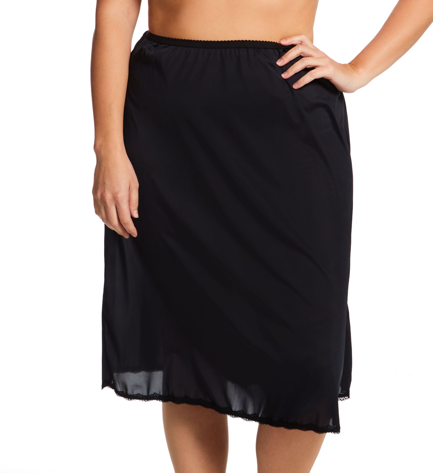Shadowline Women's Plus Size Flare Half Slip 28 Inch in Black | Size: 3X | HerRoom.com