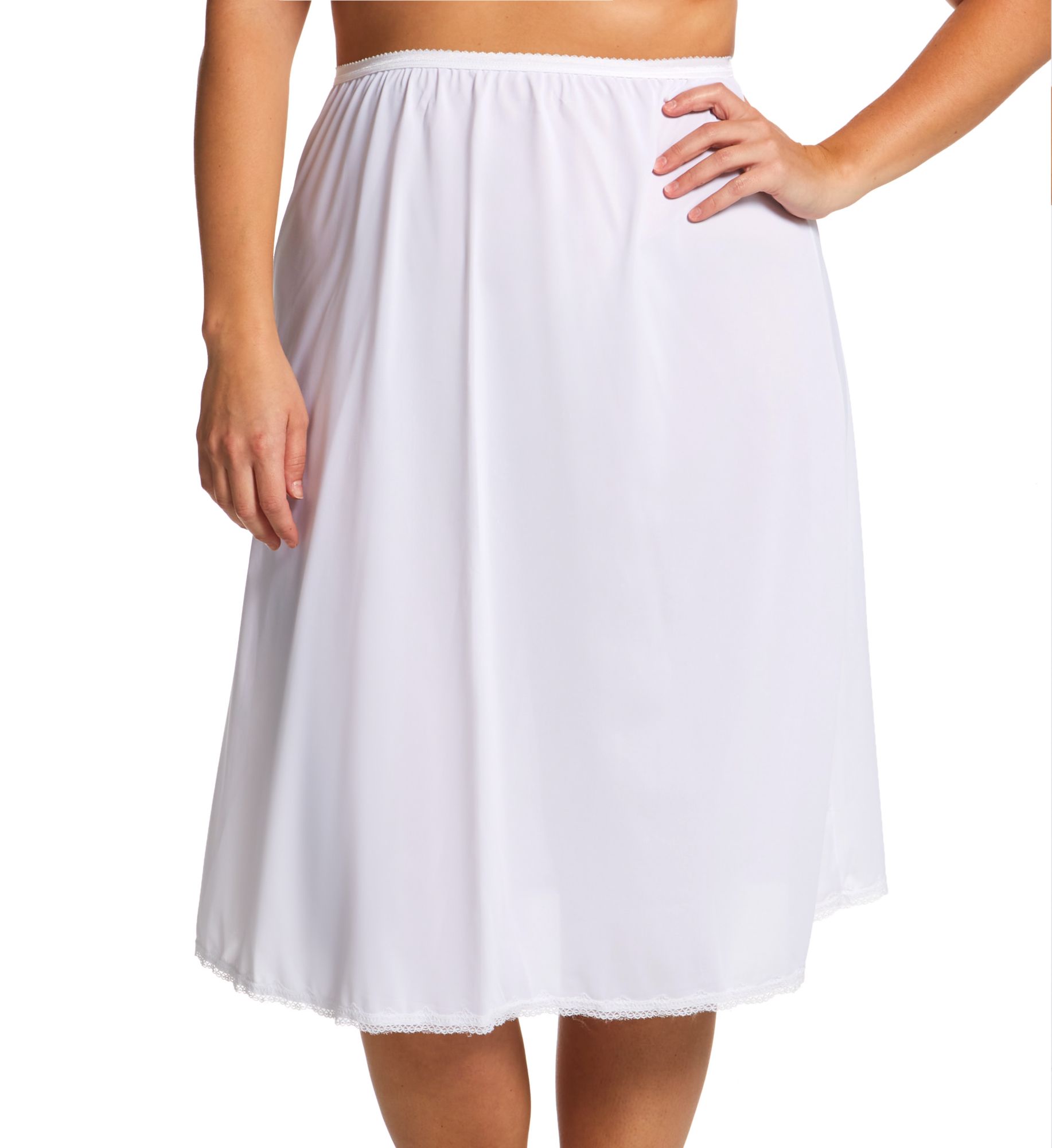 Shadowline Women's Plus Size Flare Half Slip 28 Inch in White | Size: 1X | HerRoom.com