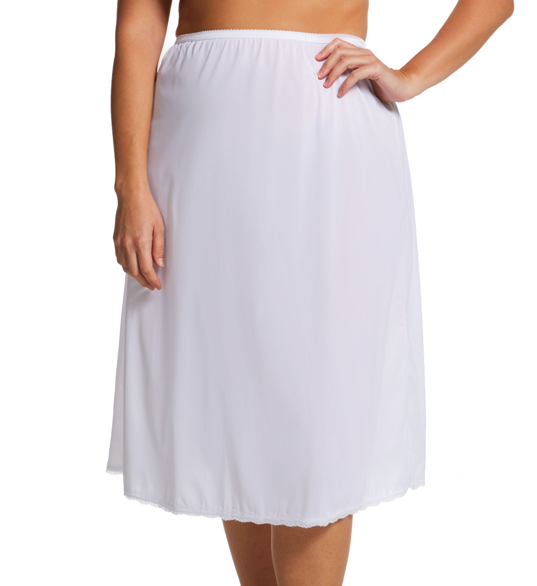 Shadowline Women's Plus Size 30 Inch Flare Half Slip in White | Size: 3X | HerRoom.com