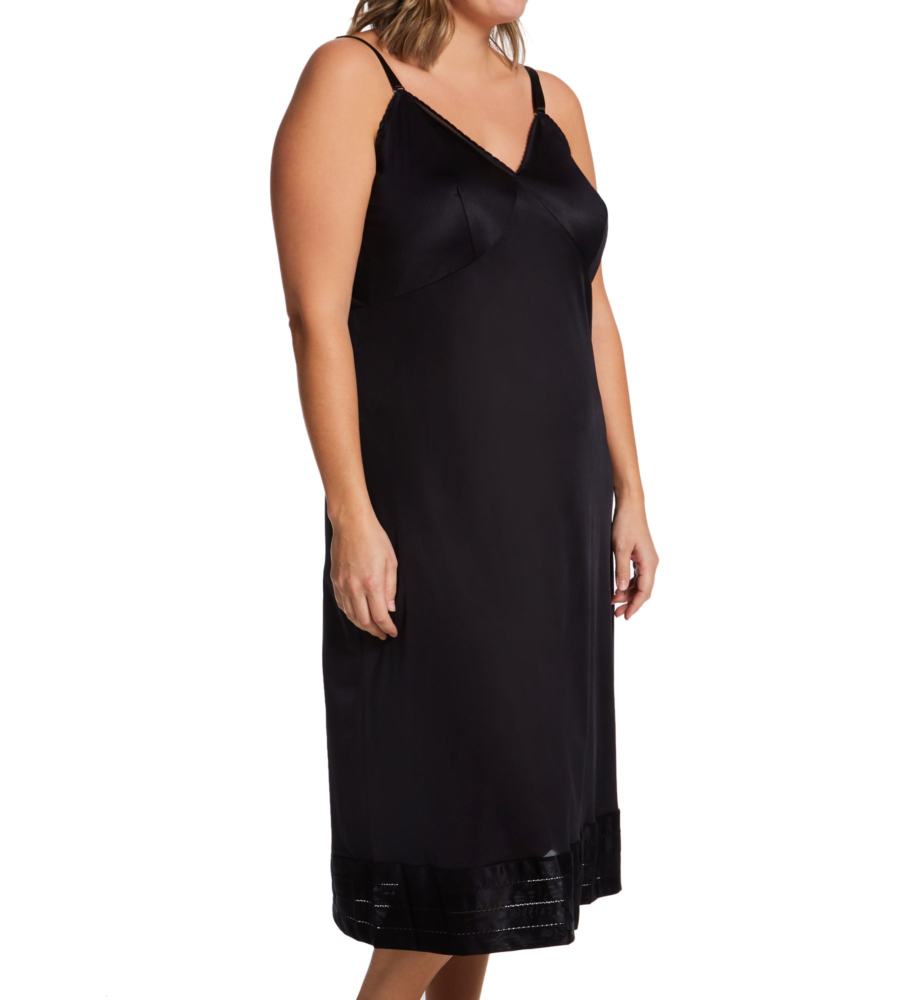 Shadowline Plus Size Adjustable Length Full Slip Black 50  - Image 1