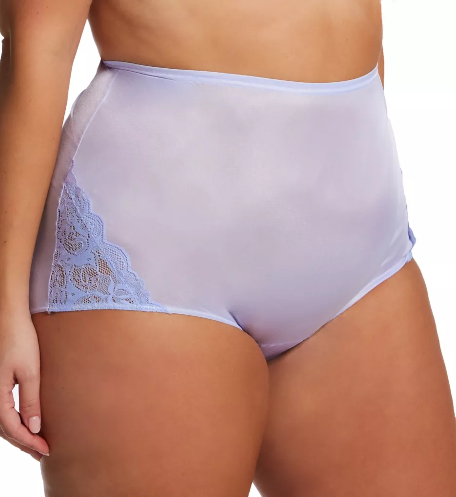 Plus Size Lace Inset Brief Panty 3 - Pack Black/Ivory/Peri Frost 8