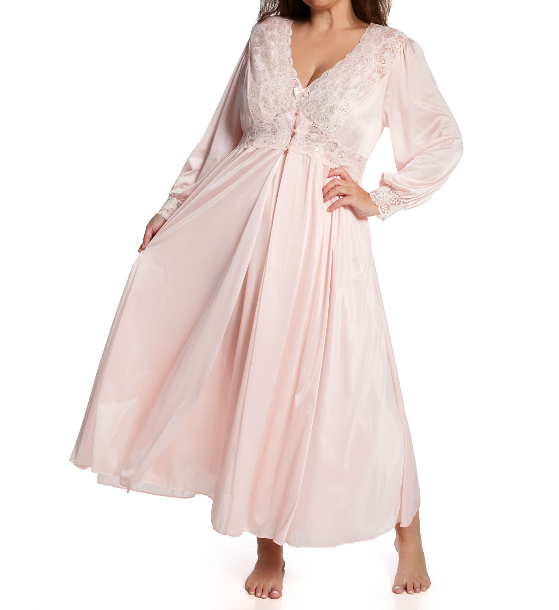 Shadowline Women's Plus Silhouette 54 Inch Coat in Blush | Size: 2X | HerRoom.com