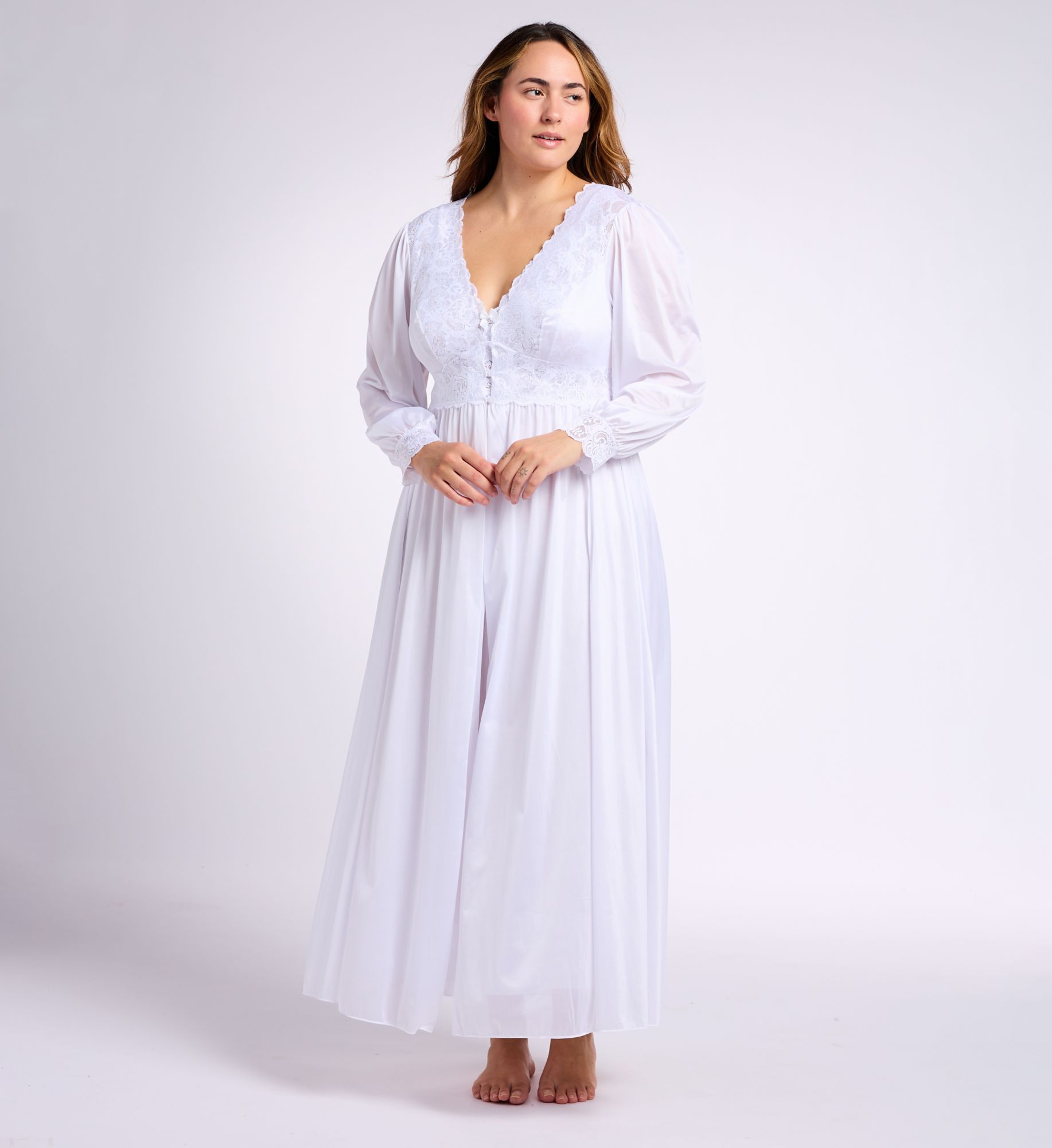 Shadowline Women's Plus Silhouette 54 Inch Coat in Diamond White | Size: 3X | HerRoom.com