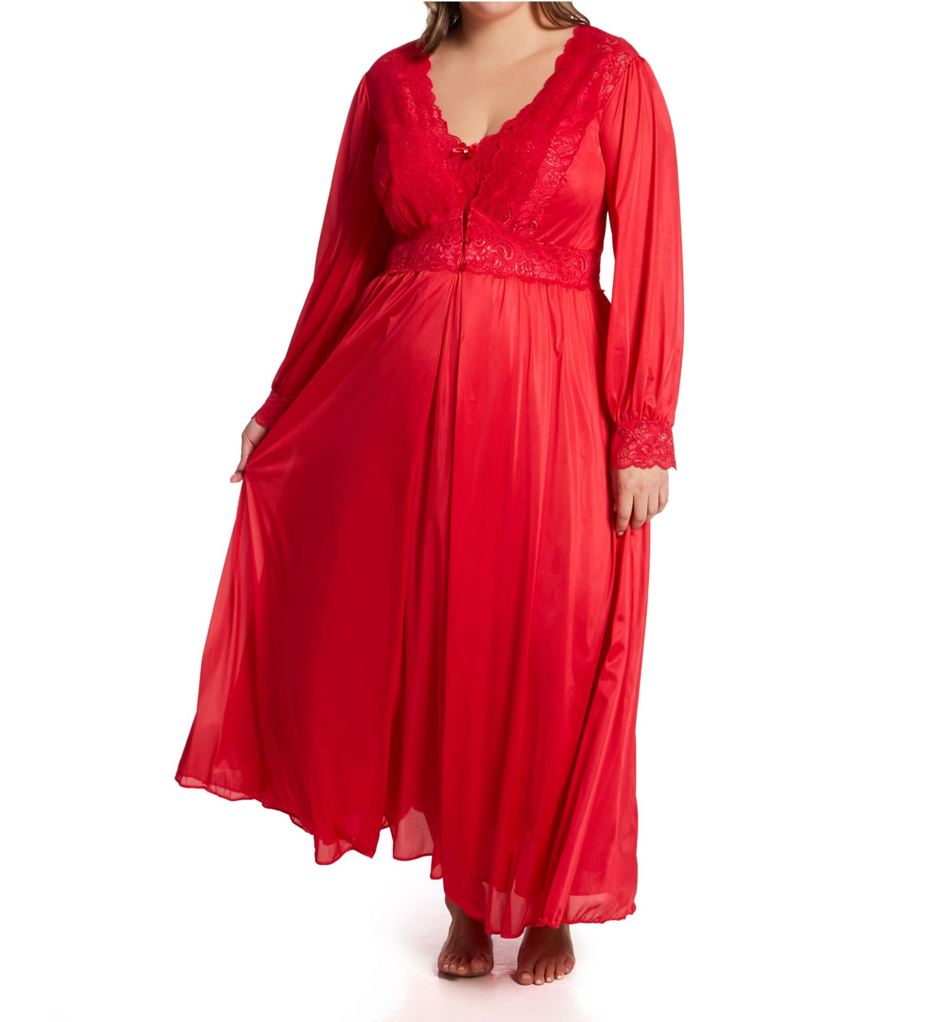 Shadowline Women's Plus Silhouette 54 Inch Coat in Red | Size: 2X | HerRoom.com