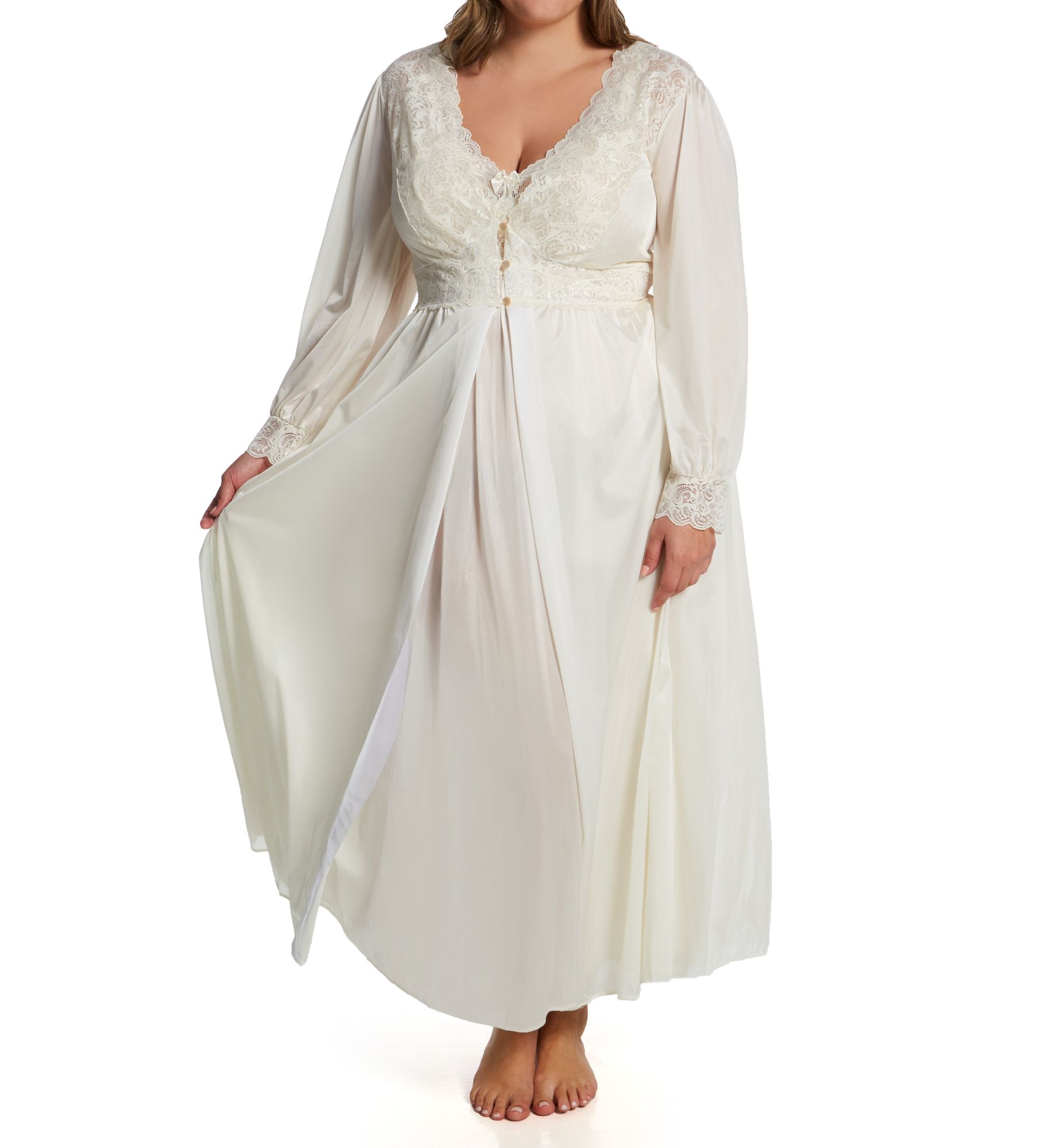 Shadowline Women's Plus Silhouette 54 Inch Coat in Ivory | Size: 3X | HerRoom.com