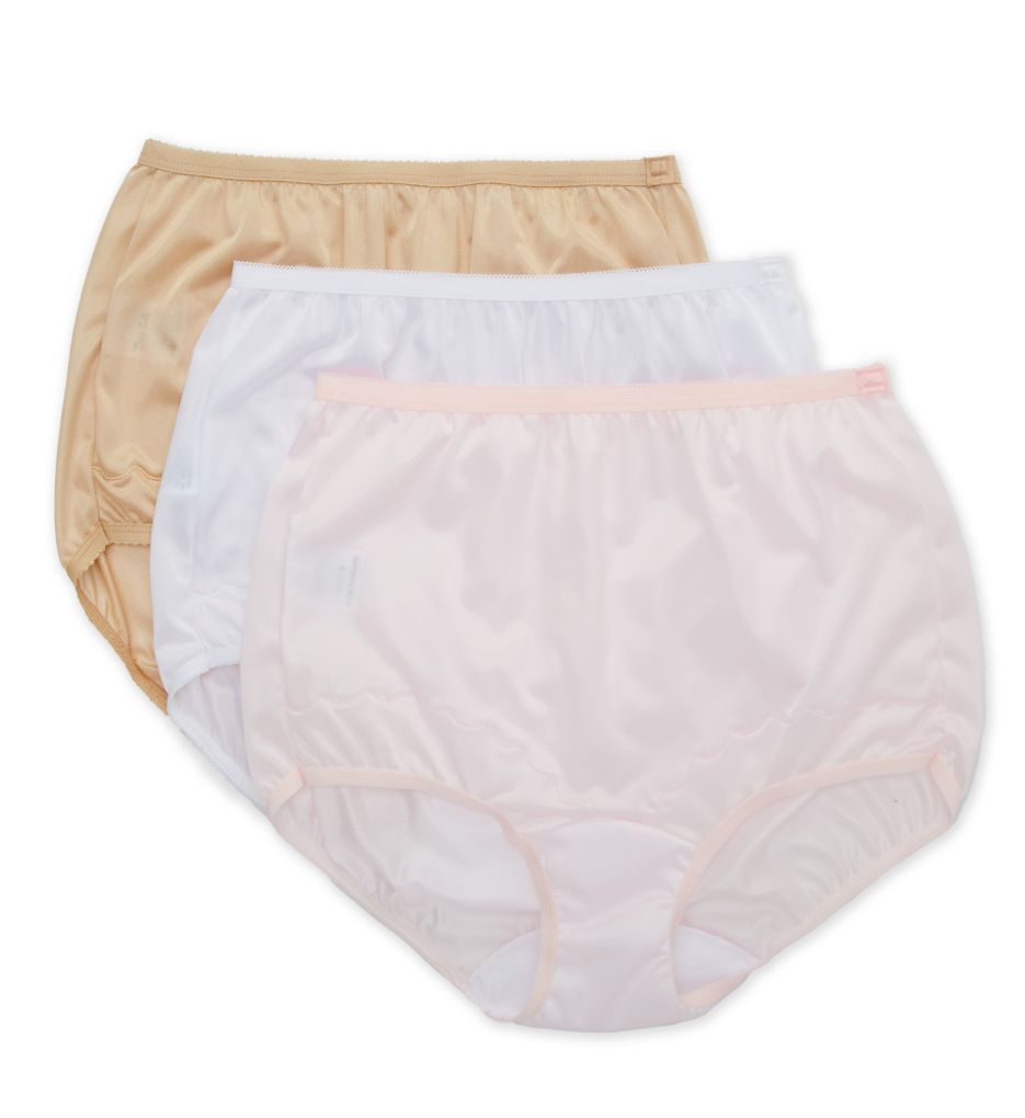 Dixie Belle Scallop Trim Full Brief Panty - 3 Pack Pink/Nude/White 9