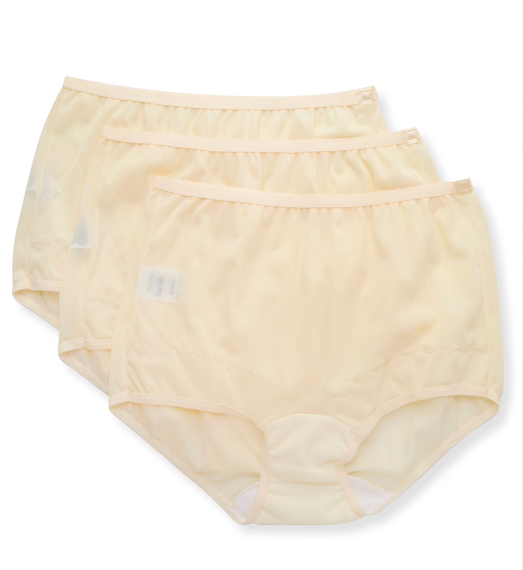 Shadowline Women's Plus Extra Dixie Belle Scallop Brief Panty- 3 PK in Beige | Size: 15 | HerRoom.com
