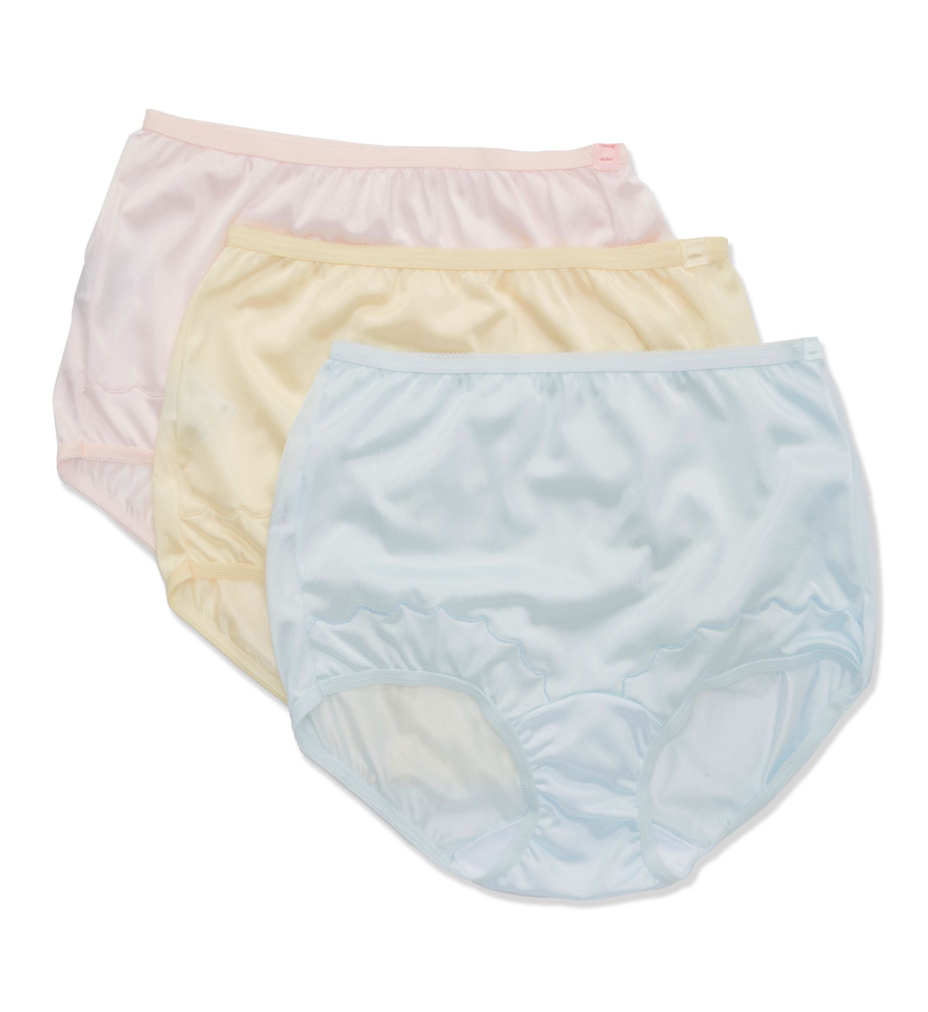 Shadowline Women's Plus Extra Dixie Belle Scallop Brief Panty- 3 PK in Pink/Blue/Beige | Size: 15 | HerRoom.com