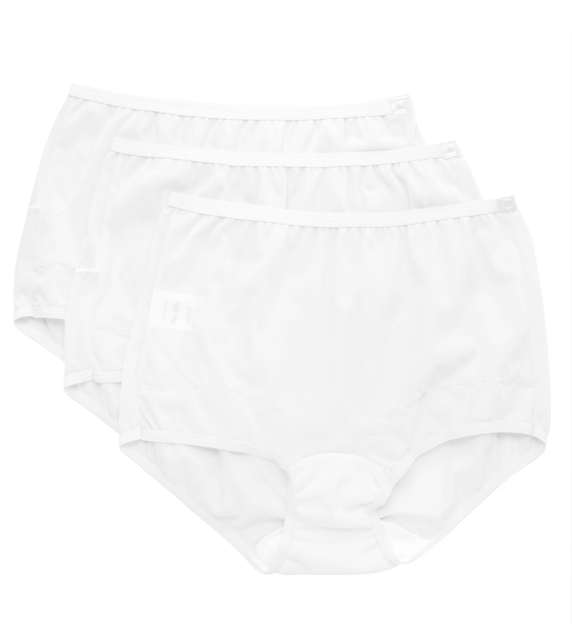 Shadowline Women's Plus Extra Dixie Belle Scallop Brief Panty- 3 PK in White | Size: 15 | HerRoom.com