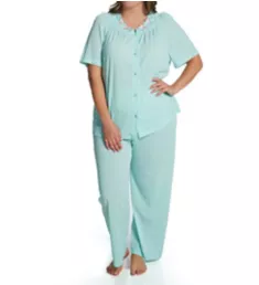 Plus Petals Pajama Set SeaFoam 2X