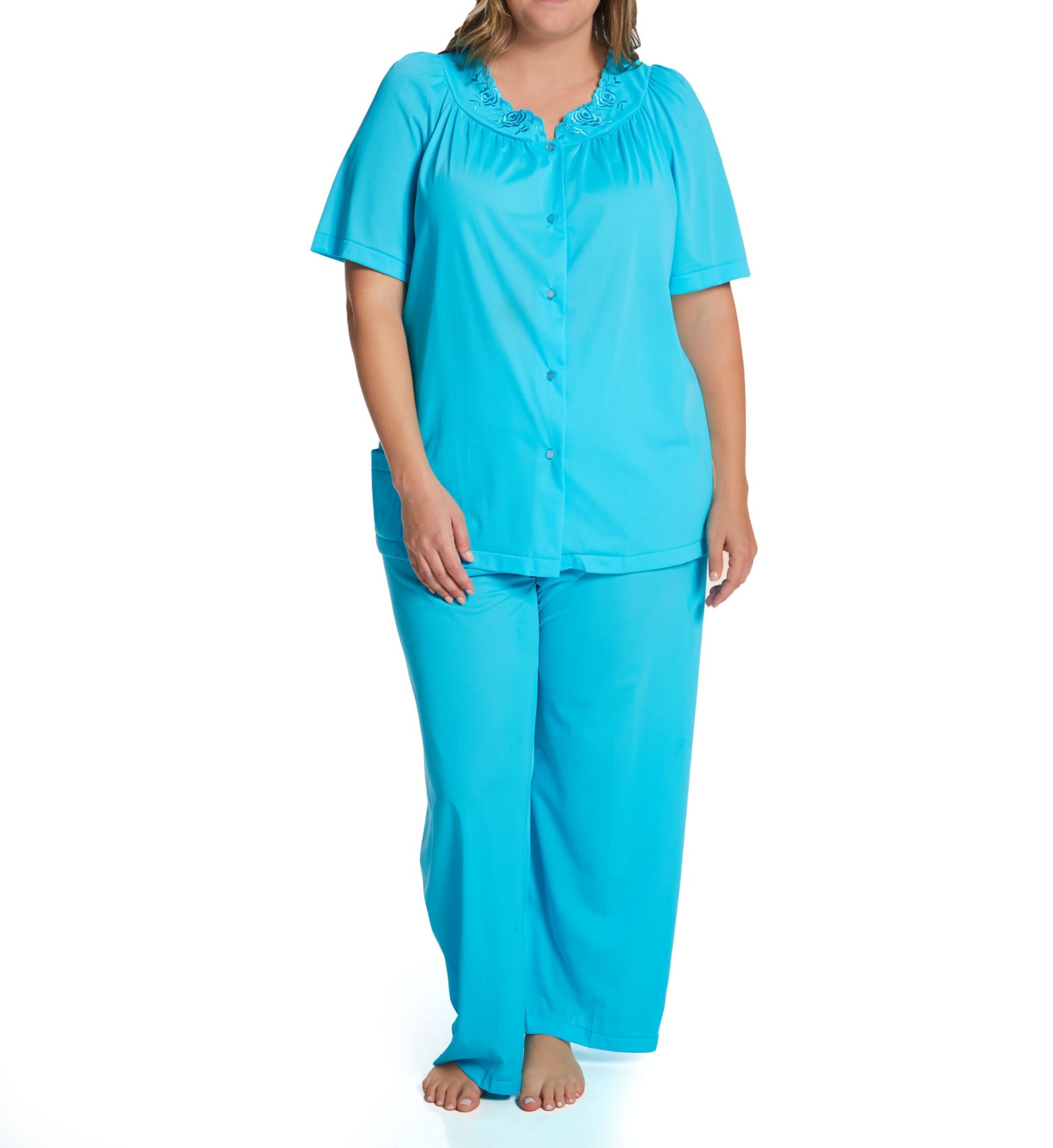 Plus Petals Pajama Set turqouise 3X