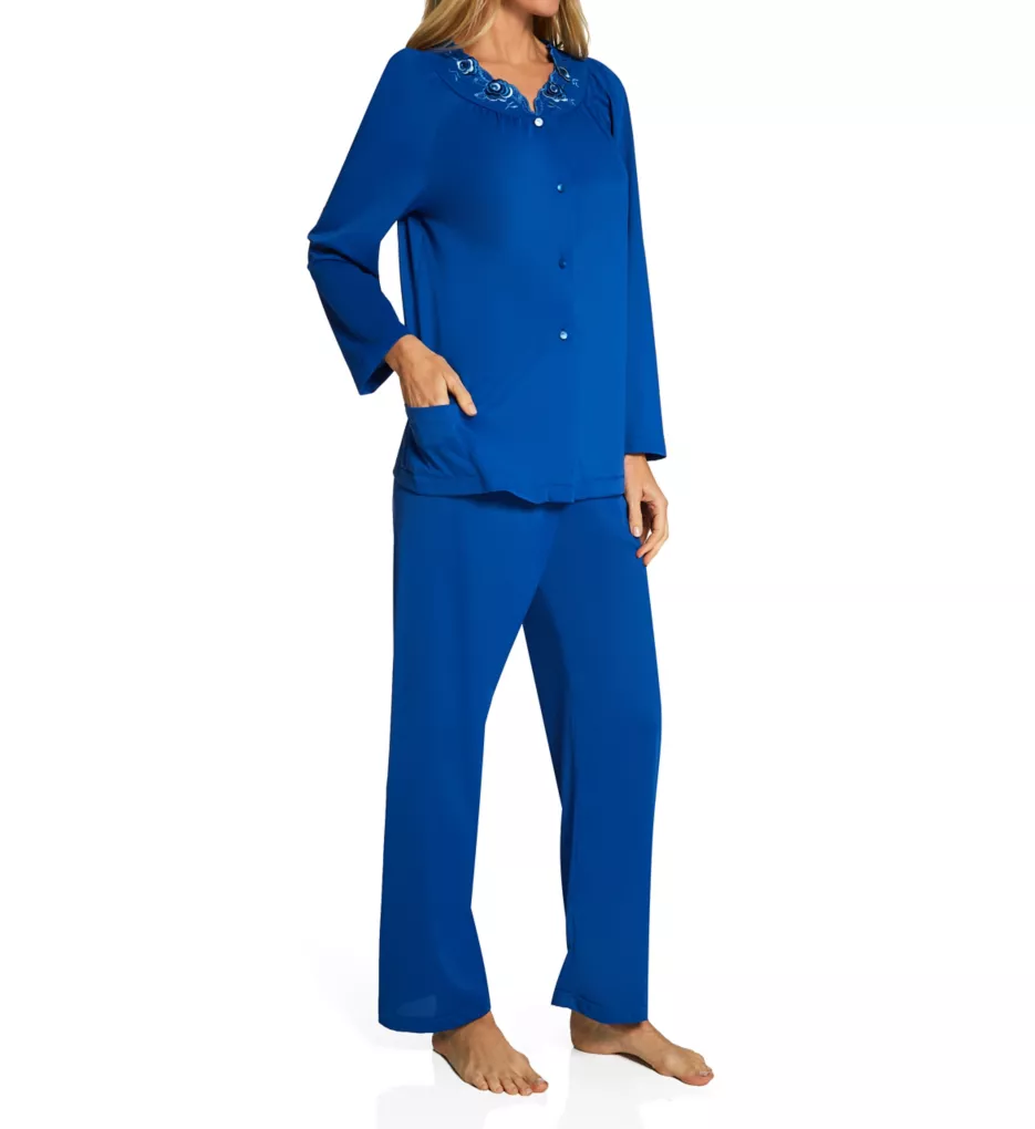 Petals Long Sleeve Pajama Set Navy S