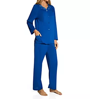 Petals Long Sleeve Pajama Set Navy S
