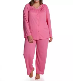 Plus Petals Long Sleeve Pajama Set Rosy Pink 1X