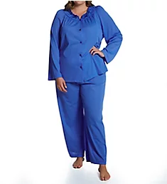 Plus Petals Long Sleeve Pajama Set Sapphire 3X