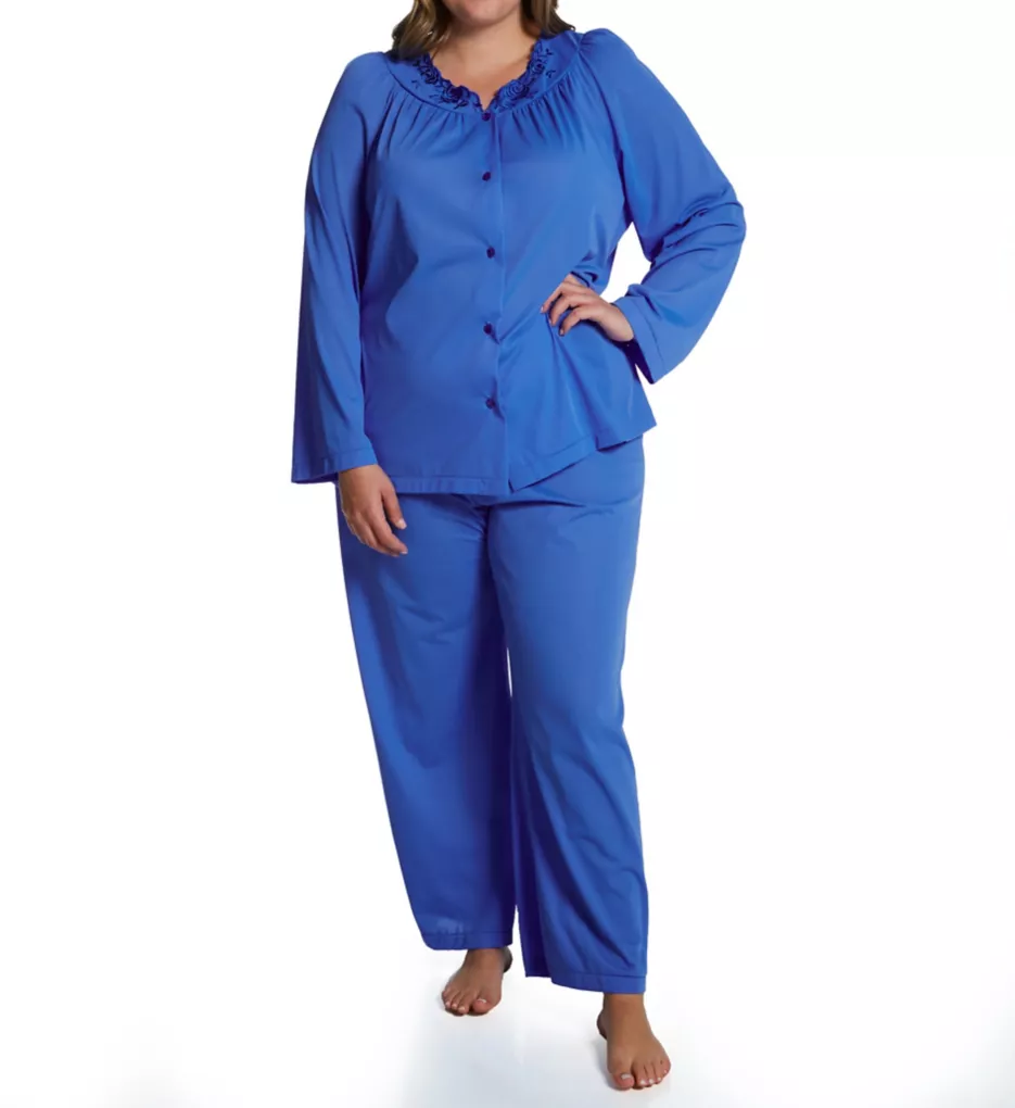 Plus Petals Long Sleeve Pajama Set Sapphire 3X