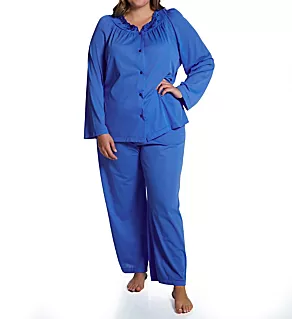 Plus Petals Long Sleeve Pajama Set Sapphire 1X