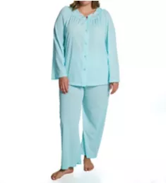 Plus Petals Long Sleeve Pajama Set SeaFoam 1X