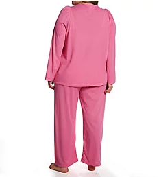 Plus Petals Long Sleeve Pajama Set Rosy Pink 1X