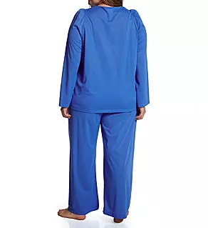 Plus Petals Long Sleeve Pajama Set Sapphire 1X