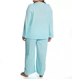 Plus Petals Long Sleeve Pajama Set SeaFoam 1X